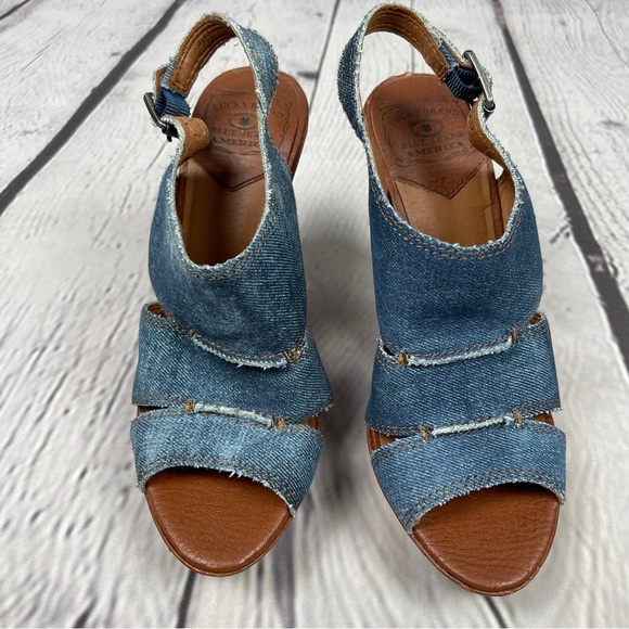 LUCKY BRAND Peggy Y2K denim platform chunky heel open toe shoes NWT, size 7 - Picture 9 of 12